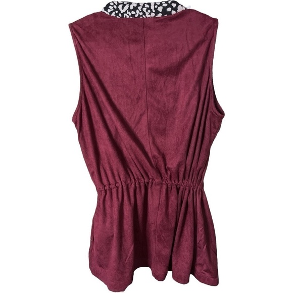 Umgee Faux Suede Tie Front Waterfall Vest Top - Picture 2 of 6